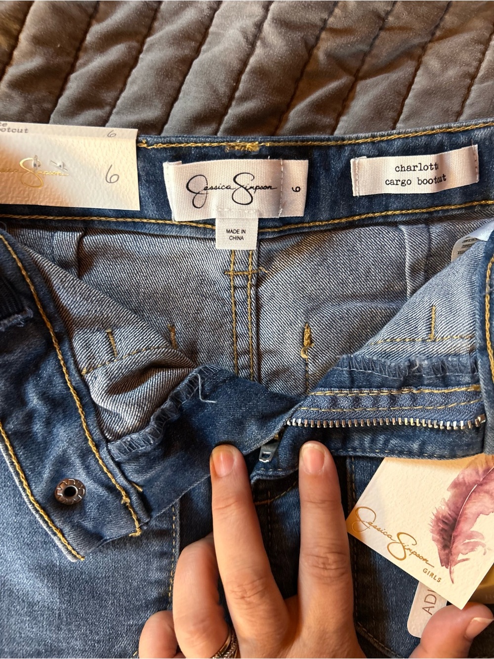 Jessica Simpson Girls' Cargo Flare Jeans - Picture 4 of 9